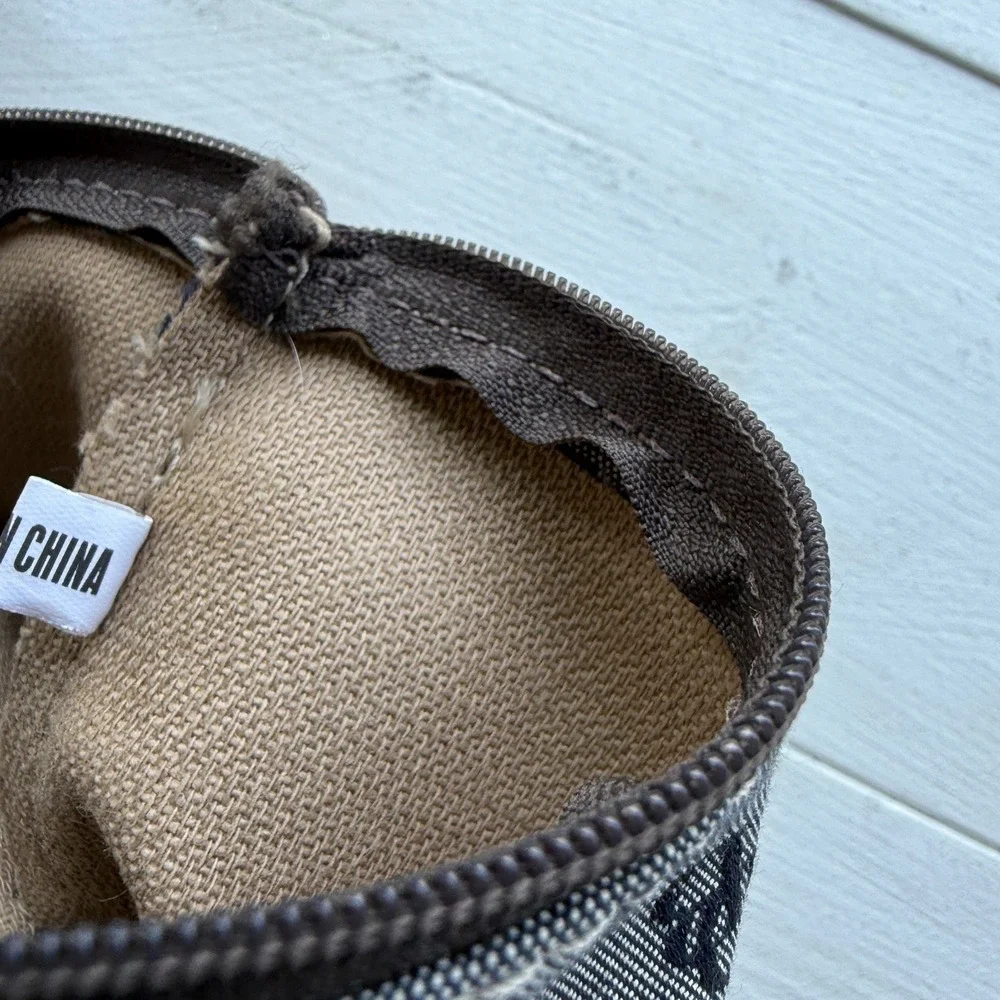 Dooney & Bourke Monogram Canvas Cosmetic Pouch Blue Grey Makeup Bag